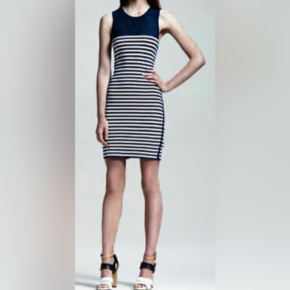 Rag & Bone Giselle Mesh Insert Striped Dress - Size M